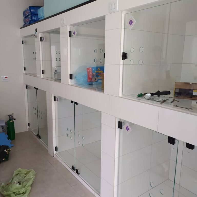 Portas de vidros para baias de pet.